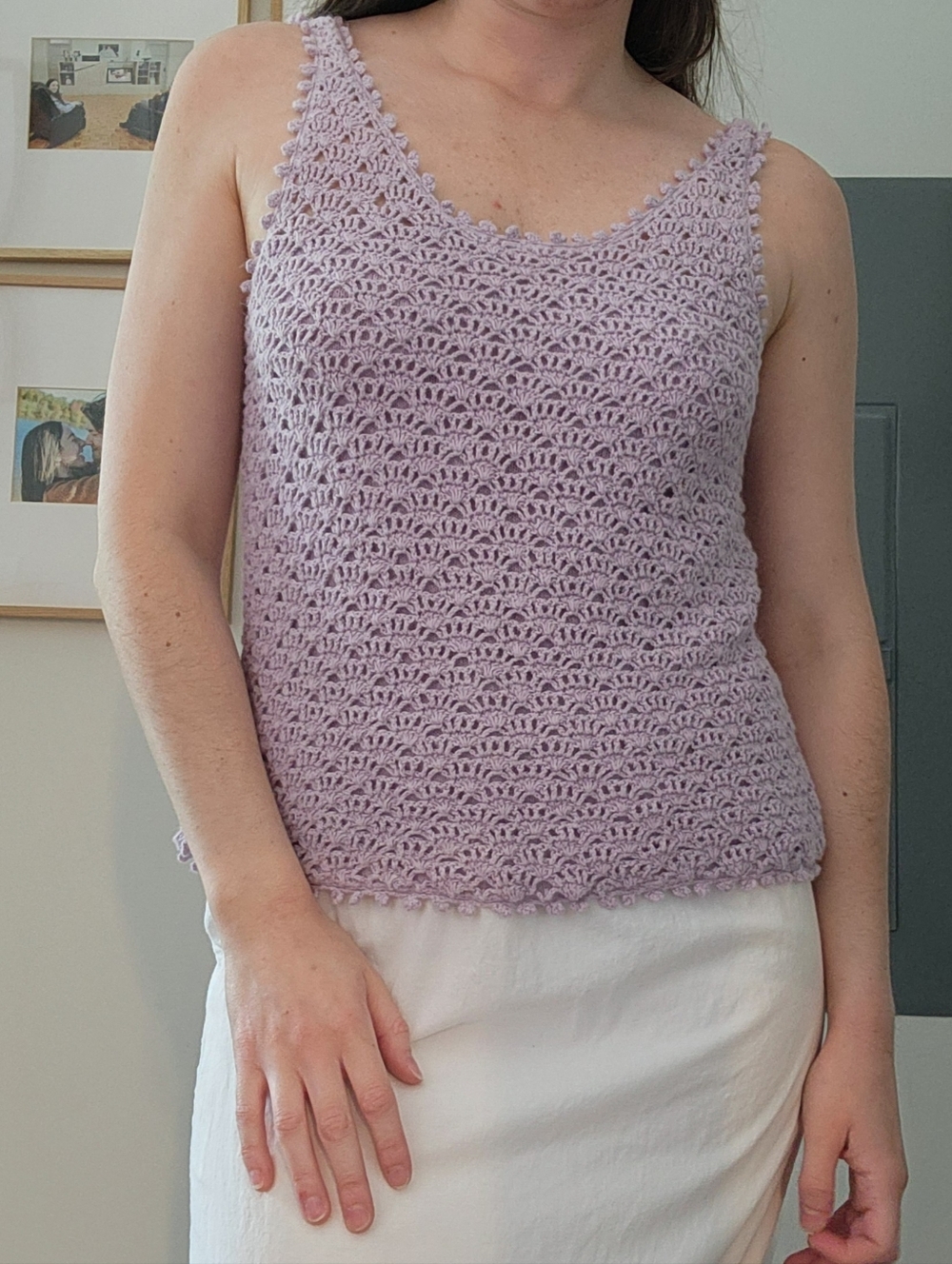 White Stag Lavender Crochet Tank